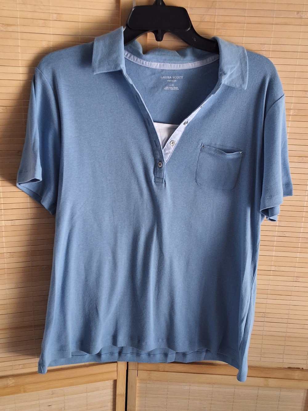 Laura Scott Blue Polo-Style Women's Top-100% Cotton